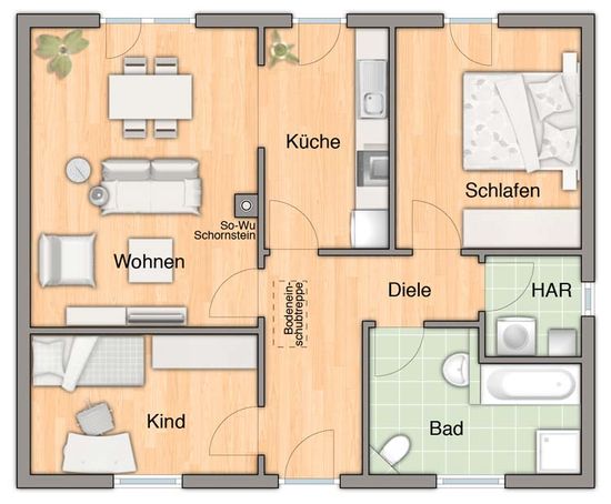 plattegrond appartement 50 m2-1
