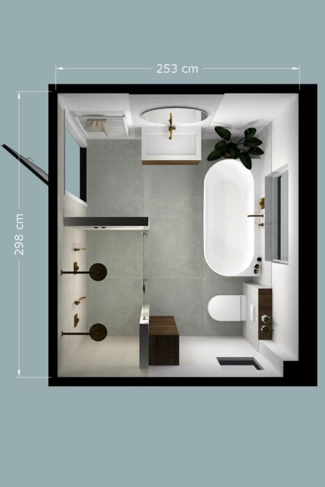 plattegrond badkamer met inloopdouche-1